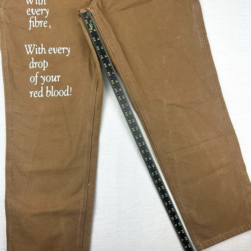 All Caps Studio Carhartt Canvas Carpennter Pants Men 31x31 Tan Distressed Script